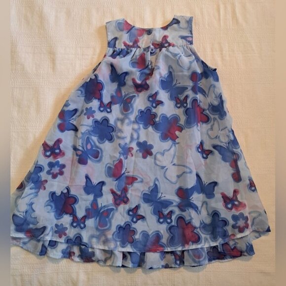 Blueberi Boulevard girls size 6X dress sheer lined fabric shades of blue & red - Picture 4 of 5